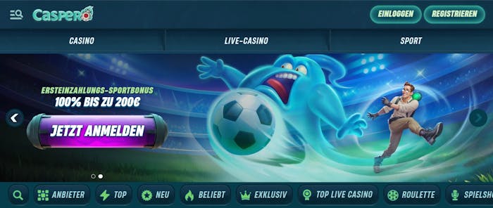 Valutazione di Caspero Casino + max. 100% fino a 500 EUR + 200 FS